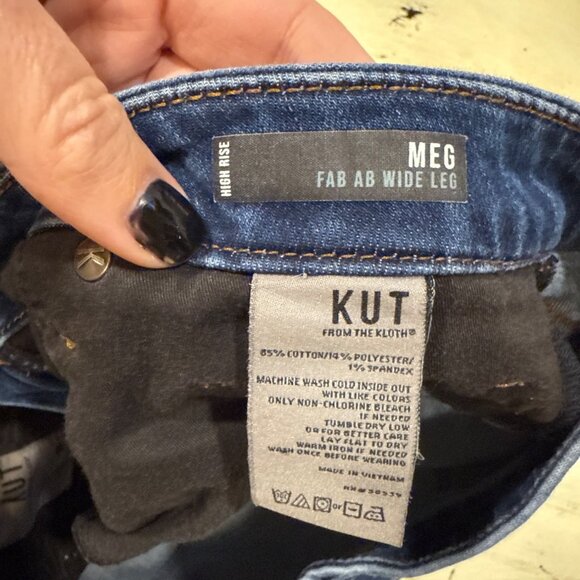 Kut From The Kloth Fab Ab Women's Wide Leg High Rise Jeans 12 Raw Hem - Picture 6 of 7